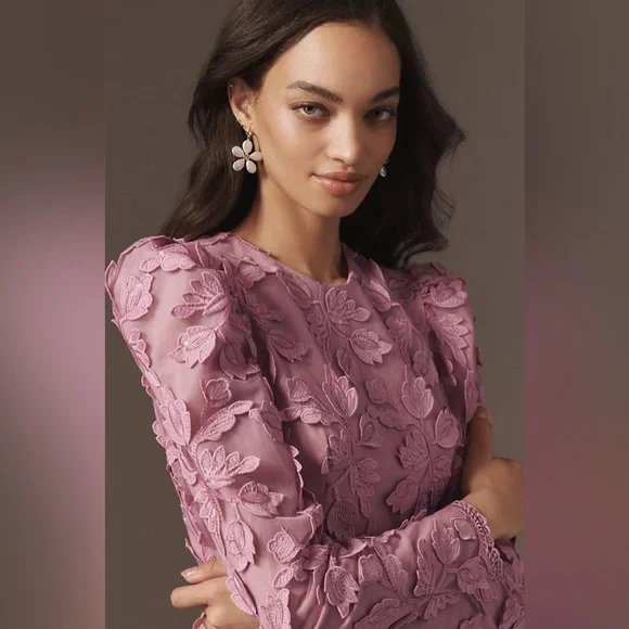 Helsi Christy Long-Sleeve Appliqué Mini Dress Orchid - Picture 3 of 7